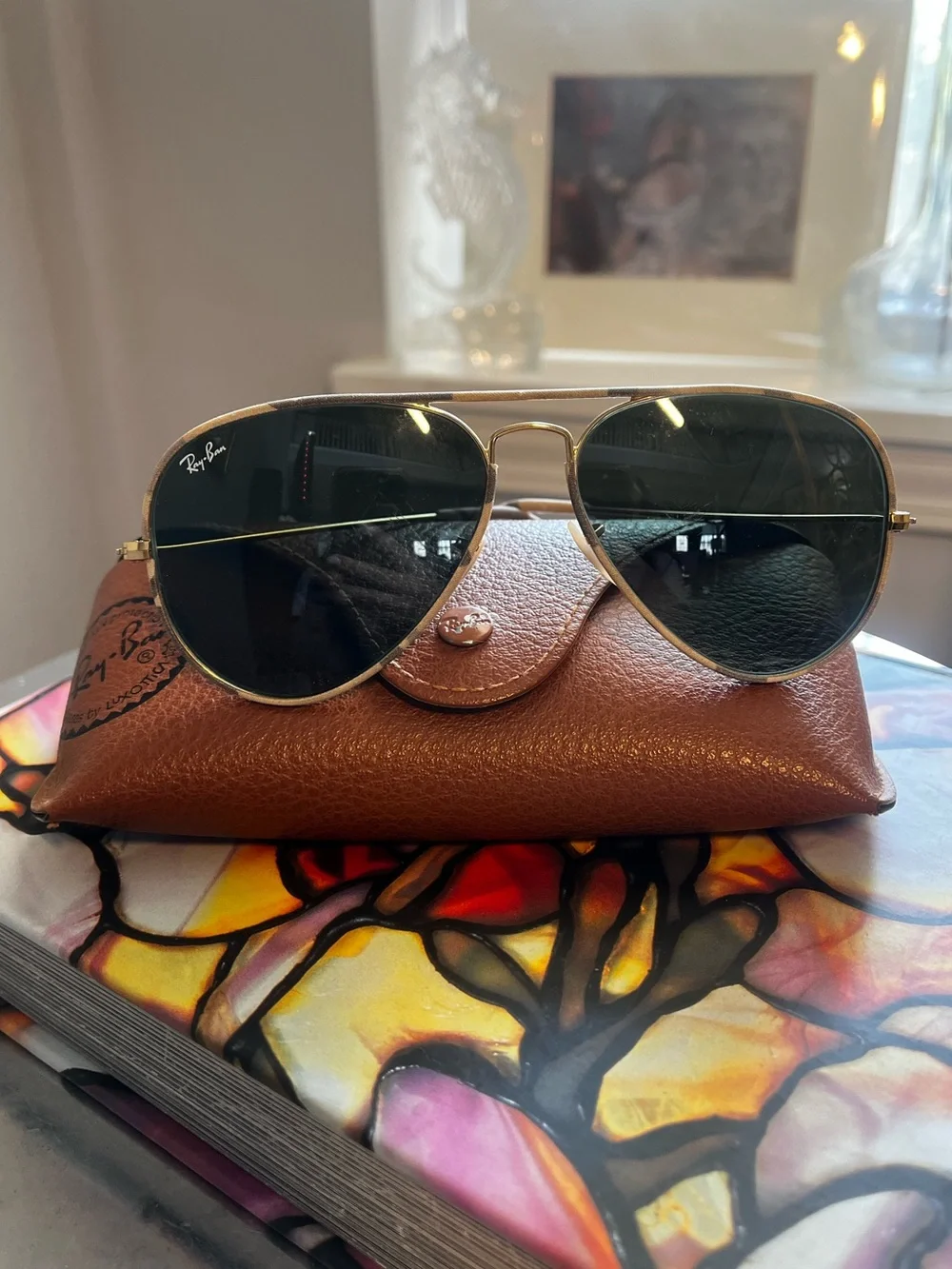 Ray-Ban RB3025JM Full Color 171 Green Camo Aviator Sunglasses w/ Case